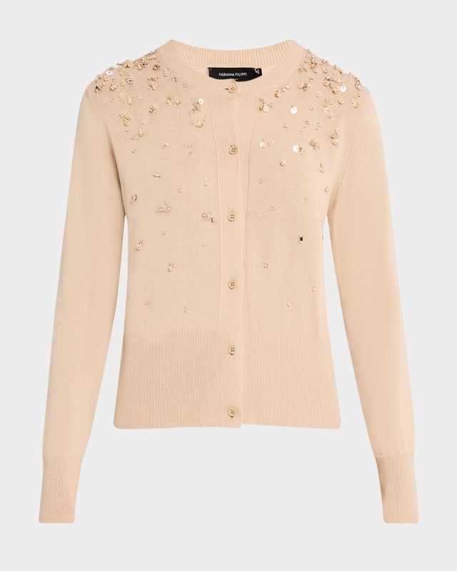 Crewneck Sequin Degrade Cardigan